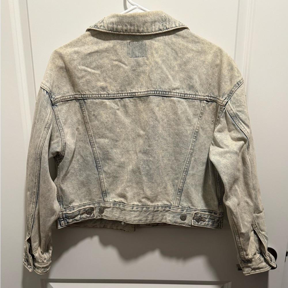 Cream Jean Jacket Cropped Style - Picture 2 of 2